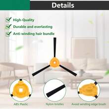 適用於Ecovacs Deebot N79S N79 DN620 DN621 DN622 DN622.11 DN622.31 N79W N79se 500 661 601 710 711 711s DC3G 和Yeedi K600 K700機器人吸塵器的10入組替換側刷。 - 10pcs - 查看 5