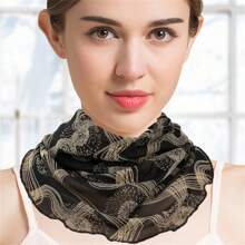 1入薄花卉印花網狀吊帶式防曬透氣多功能圍巾，女性適用，可當作圍巾、頭帶或優雅臉部罩 - 彩色 - 查看 14