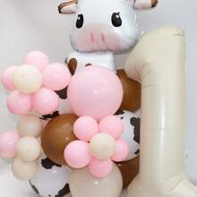 38 件/套可爱奶牛 40 英寸奶油白色数字气球套装农场动物主题派对装饰 1 2 3 4 5 6 7 岁生日婴儿送礼会用品，圣诞节 - 多色 - 查看 12
