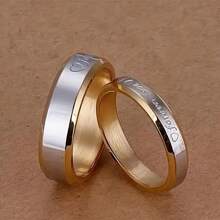 Golden Stainless Steel Couple Rings For Men And Women, Wedding Engagement Rings, Anniversary Gift - Ring - View 3