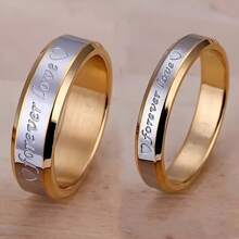 Golden Stainless Steel Couple Rings For Men And Women, Wedding Engagement Rings, Anniversary Gift - Ring - View 1