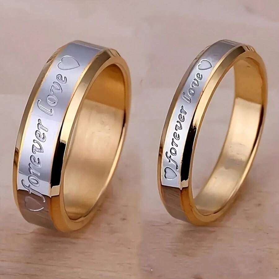 Golden Stainless Steel Couple Rings For Men And Women, Wedding Engagement Rings, Anniversary Gift - Ring - View 1