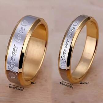 Golden Stainless Steel Couple Rings For Men And Women, Wedding Engagement Rings, Anniversary Gift