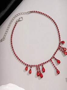 1件装多功能个性化水滴吊坠项链，适合女性在任何场合佩戴 - 紅色 - 查看 2
