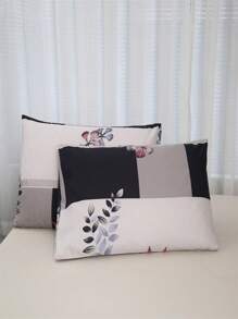 3pcs Polyester Brushed Printed Bedding Set With Plants Pattern (1 Fitted Sheet + 2 Pillowcases), No Pillow Core - Magnolia Fragrance - View 4