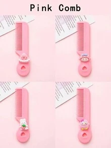 1 peine portátil para cabello de niña con diseño de dibujos animados, entrega de color aleatorio - Multicolor - Ver 4