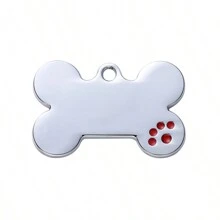 Red Dog Paws Dog Bone ID Tag Pet Collar Mặt dây chuyền Cá nhân khắc tên mặt chó cho mèo Puppy Keyring Phụ kiện vòng cổ quyến rũ Giới tính - Đỏ - Xem 4