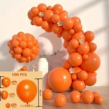 100入組純色氣球拱門裝飾套件，適用於生日、婚禮、畢業典禮、嬰兒派對等場合裝飾 - 橘色 - 查看 8