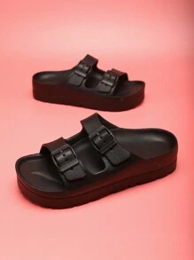 新款時尚EVA大底拖鞋，休閒舒適的女式戶外沙灘涼鞋，帶可調節扣環，重量輕，具防滑功能