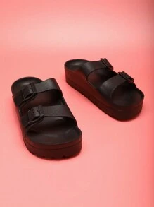 新款時尚EVA大底拖鞋，休閒舒適的女式戶外沙灘涼鞋，帶可調節扣環，重量輕，具防滑功能