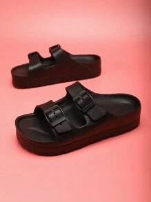 新款時尚EVA大底拖鞋，休閒舒適的女式戶外沙灘涼鞋，帶可調節扣環，重量輕，具防滑功能