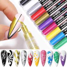 18 Colors Nail Art Pens Set - 3D Nail Polish Pens Graffiti Nail Dotting Tools Acrylic Paint Pens Drawing Painting Point Liner Pen For Nails Art Design Manicure Nail Pens For Home & Salon DIY - 彩色 - 查看 3