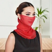 1 pieza Cuello de cisne de unicolor para mujer con cobertor de máscara facial transparente delgado. Accesorios de mujer para invierno y otoño