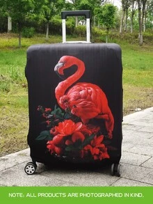 Motivo fenicottero, motivo personalizzato, aggiornamento del processo di produzione, fascia elastica globale, tessuto elastico spesso, lavabile, copertura protettiva per valigia, copertura antipolvere per valigia, molto adatta per viaggi d"affari, viaggi e check-in del bagaglio, adatta per scatole da 18-32 pollici. - nero - Visualizzare 4