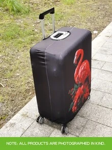 Motivo fenicottero, motivo personalizzato, aggiornamento del processo di produzione, fascia elastica globale, tessuto elastico spesso, lavabile, copertura protettiva per valigia, copertura antipolvere per valigia, molto adatta per viaggi d"affari, viaggi e check-in del bagaglio, adatta per scatole da 18-32 pollici. - nero - Visualizzare 6