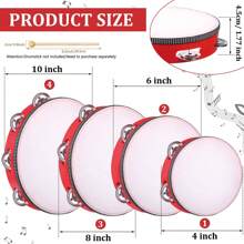 1 件红色 4/6/8/10 英寸成人手持木铃鼓单排金属铃铛铃鼓音乐铃鼓礼物节奏打击乐器派对 KTV（不含鼓槌）、鼓槌套装、小号、鼓槌、鼓槌、成人手持铃鼓、塔玛拉 - 彩色 - 查看 3