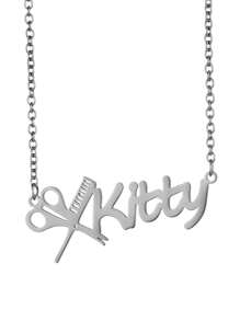 Customized Name Necklace For Women, Simple Personalized Hairdresser Necklace With Delicate And Stylish Scissor & Comb Pendant, Punk Stainless Steel Handmade Letter Necklace With Name Plate Pendant, Ideal For Family Party Jewelry Gift To Hairdresser - Silver-mV Boli - View 6