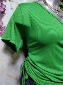 BLUSA TALLA CURVY DOBLE JARETA MOD. NALA TELA FRESCA RIF TEXTURA LIGERA - Verde Lima - Ver 3