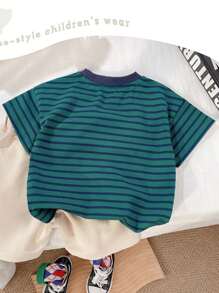 Nouveaux tenues d'été pour bébés garçons - Ensemble de 2 pièces t-shirt à manches courtes rayé de style de rue pour bébés garçons