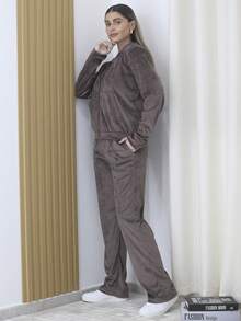 Women Two-Piece Outfits - Rust Brown - View 3