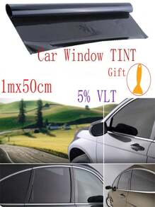 1 Roll 5/15/25/35/50/70% Visible Light Transmission Window Tint Film, Car Window Sunshade, UV Protection, Sticker, Vinyl Decal, Home Decor, Spring Decoration To Add Vitality To Your Home, Rama Decorative Sticker - Black - View 5