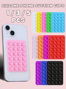 1/3/5 件硅胶吸盘手机壳支架 - 免提，强力抓握，适合自拍和视频 - 耐用，易于使用 - 兼容各种手机，建议用于镜子和玻璃等光滑表面