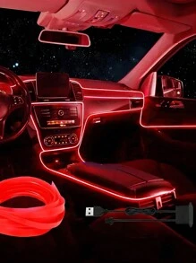 196.8in/5m Car Atmosphere Light, USB Power Supply DIY Decorative Instrument Board Atmosphere, LED Light Belt, Neon Light Flash, Suitable For Cars, Gardens, Decorations