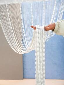 1pc Fringe Tassel String Curtain For Door Partition, Living Room, Bathroom, Home Decoration, Wedding Decoration - White - View 1