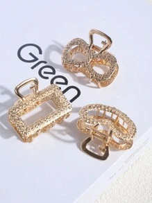 5 szt. Minimalistyczne wysokiej jakości metalowe spinki do włosów do wysokiego kucyka, tył głowy, modne spinki do włosów i akcesoria do włosów na cały mecz - Złoto - Zobacz 4