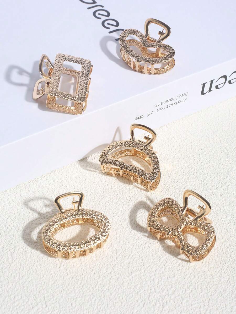 5 szt. Minimalistyczne wysokiej jakości metalowe spinki do włosów do wysokiego kucyka, tył głowy, modne spinki do włosów i akcesoria do włosów na cały mecz - Złoto - Zobacz 1