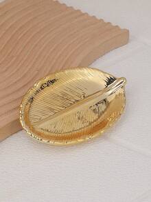 1pc Golden Leaf Shaped Home Decorative Tray - Gold - View 4