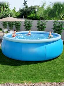 1pc 118*29in Round Inflatable Swimming Pool, 3m Inflatable Ring Pool, Top Ring Inflatable For Filling Water, With Mesh Fabric For Durability, Thickened Family Outdoor Garden Swimming Pool, Inflatable Pool For Fun