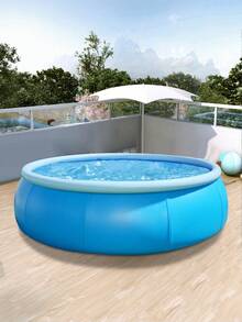 1pc 118*29in Round Inflatable Swimming Pool, 3m Inflatable Ring Pool, Top Ring Inflatable For Filling Water, With Mesh Fabric For Durability, Thickened Family Outdoor Garden Swimming Pool, Inflatable Pool For Fun