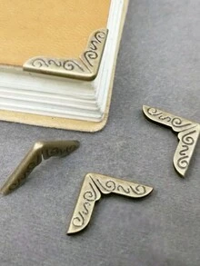 20pcs/Pack Flower Shaped Antique Case Decorative Corner Edge Protectors For Notebooks, Jewelry Boxes And Bags - Bronze - View 2