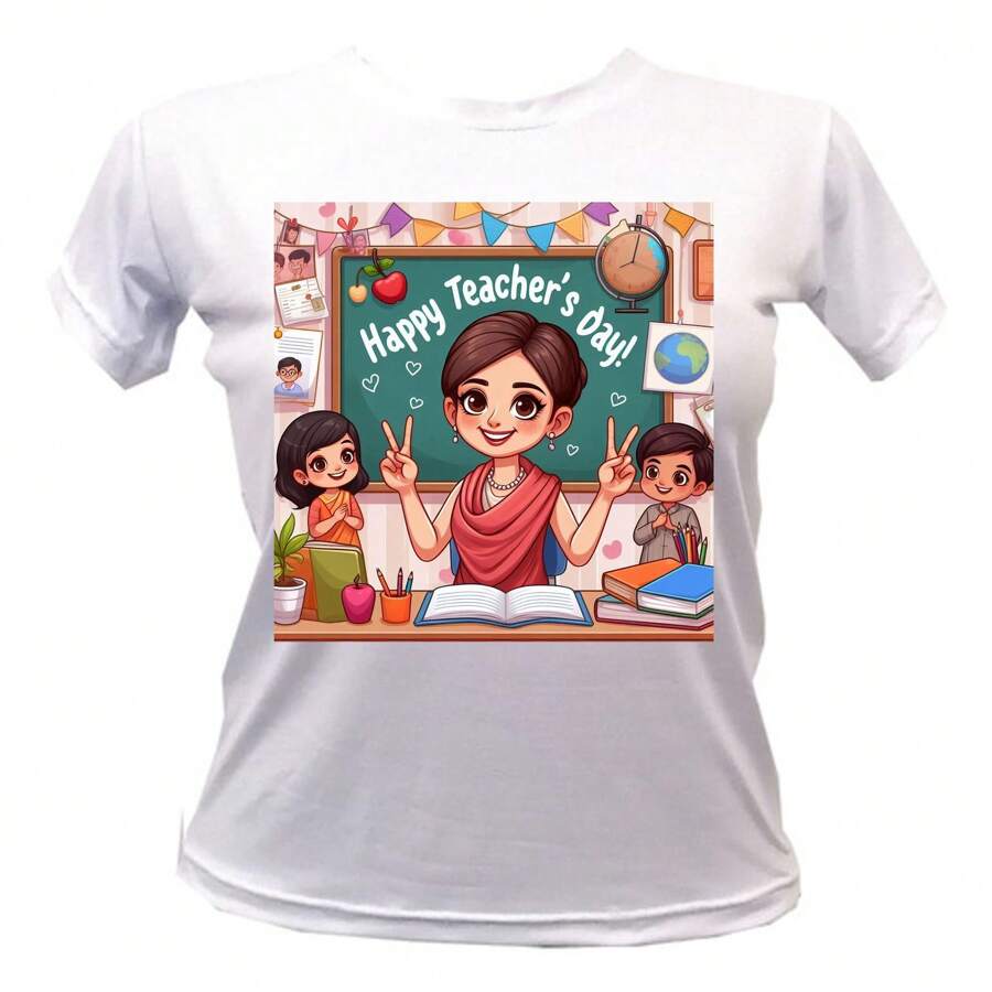 PLAYERA DIA DEL MAESTRO MAESTRA TEACHER 1 - Blanco - Ver 1