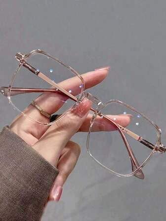 1buc ochelari cu ramă pătrată maro ultra-deschis, ramă transparentă pentru ochelari pentru femei, cu față mare, accesorii pentru ochelari transparente, accesorii pentru ochelari pentru femei