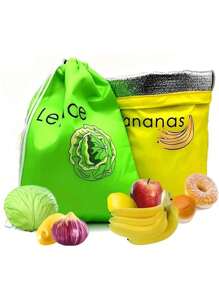 1入曲蕉造型拉繩袋，適用於保存蔬菜、水果和食品以保鮮，可重複使用、設計獨特且耐用，適用於保存和保鮮農產品，婚禮派對禮物袋
