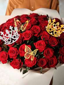 6入組小珍珠裝飾皇冠飾品，蛋糕裝飾，生日蛋糕裝飾，花藝裝飾，迷你皇冠公主礎裝飾品，適用於嬰兒淋浴、生日、婚禮、聖誕節、公主主題派對裝飾，新生兒照片道具 - 彩色 - 查看 8