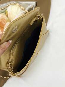 Women Fashionable Simple All-Match Shoulder Crossbody Bag - Gold - View 6