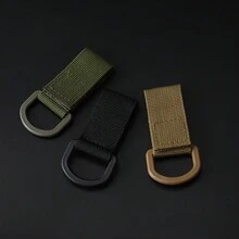 Accesorio de gancho de llavero de cintura de mochila táctica de nylon con anillo D para senderismo, caza, camping al aire libre - Negro - Ver 9
