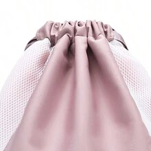 حقيبة سباحة لفصل الجاف والمبلل، لون أحادي بسيط من البوليستر، حقيبة تخزين عمودية، حقيبة ظهر رياضية للرمال و اللياقة البدنية، مقاومة للماء - وردي - مشاهدة 2