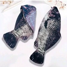 1個創意模擬鯉魚形筆袋，新奇筆袋組織袋，節日禮物 - 黑色 - 查看 6