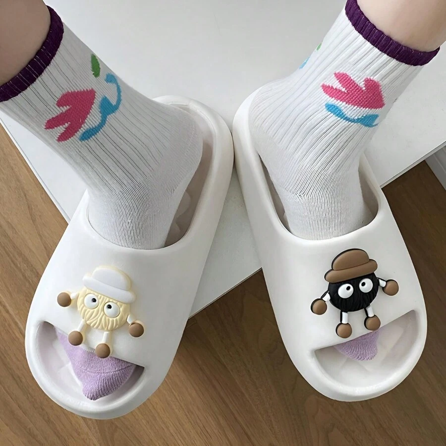 Sandalias para el hogar de Dibujos Animados de casa y de ducha. ☆ - Blanco - Ver 1