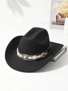 1頂中性裝飾波西米亞牛仔女帽，柔軟呢料沙灘帽，拱形吉茲帽，巴拿馬式遮陽帽，派對牛仔帽，牛仔女帽 - 多色3 - 查看 21