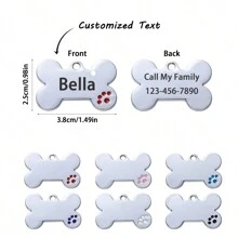 Red Dog Paws Dog Bone ID Tag Pet Collar Mặt dây chuyền Cá nhân khắc tên mặt chó cho mèo Puppy Keyring Phụ kiện vòng cổ quyến rũ Giới tính - Đỏ - Xem 2