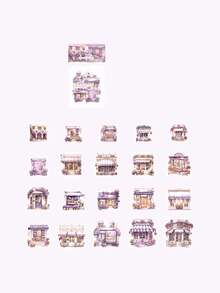CANDY POETRY 1pack40pcs Retro Cabin Theme Scrapbooking Sticker For DIY Decoration, Festival Gift, Personalized School Stationery Material - Purple - View 10