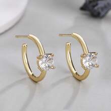 1入2024年新款韓國東大門鑲鑽石圈耳環，小巧設計，極簡風格時尚女士耳環，適合日常佩戴