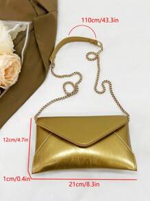 Women Fashionable Simple All-Match Shoulder Crossbody Bag - Gold - View 7
