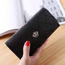 女士长款钱包，带皇冠按扣，多个卡槽，适合返校、大学礼物、送给女孩的礼物