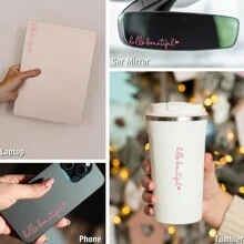 3X Hello Beautiful Rearview Mirror Decal, Vanity Mirror Stickers, Rear View Mirror Sticker, Car Mirror Stickers, Rear View Mirror Decor, Gift For Mother